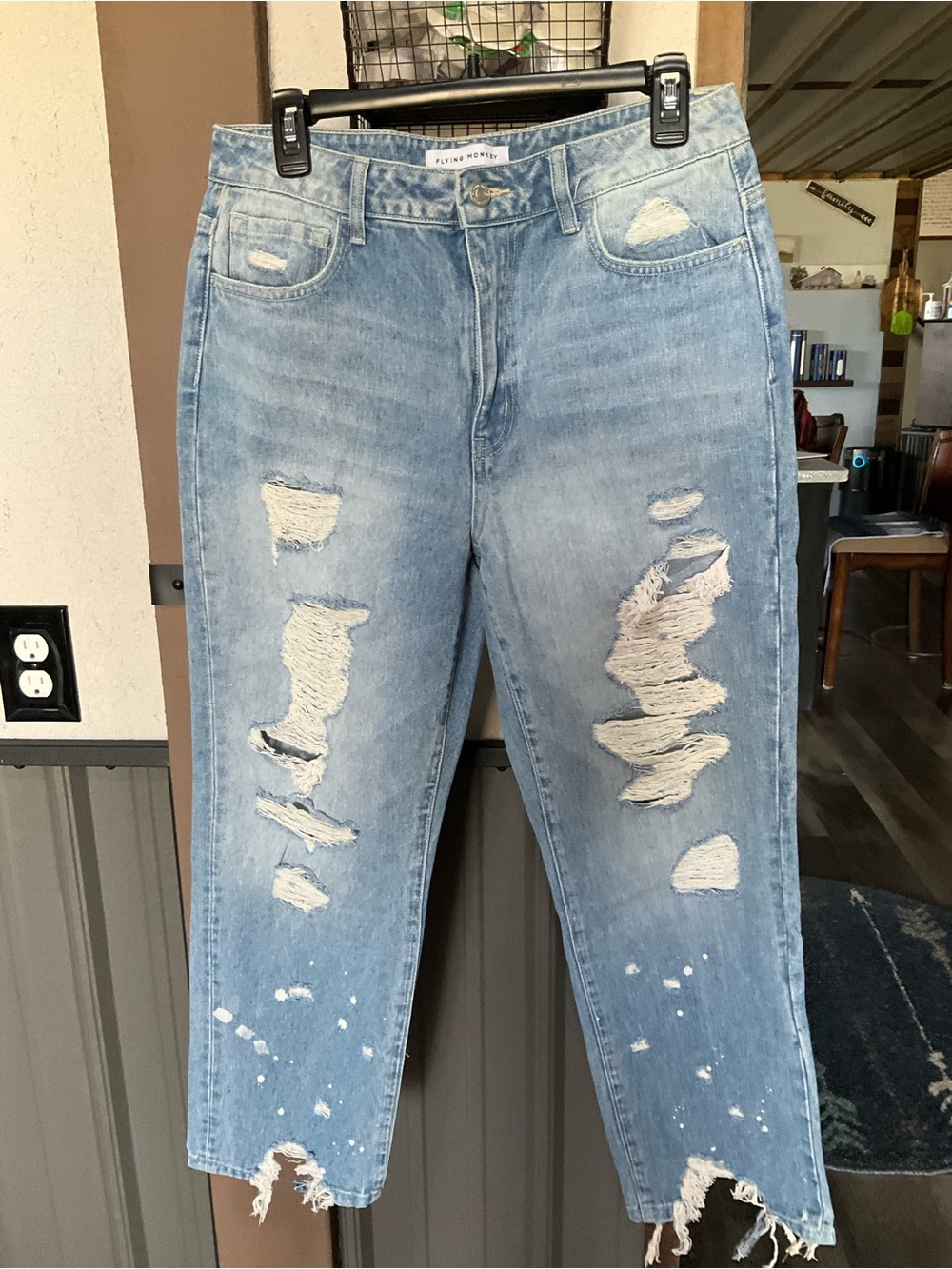Flying Monkey Light Blue Distressed Cropped Jeans